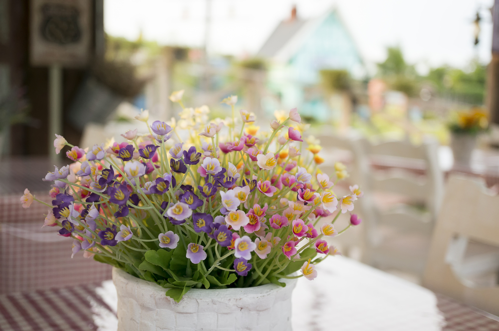 Decorar com plantas nos centros de mesa