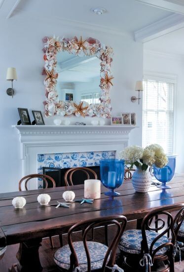 moldura com conchas-molduras de espelhos feitas em casa