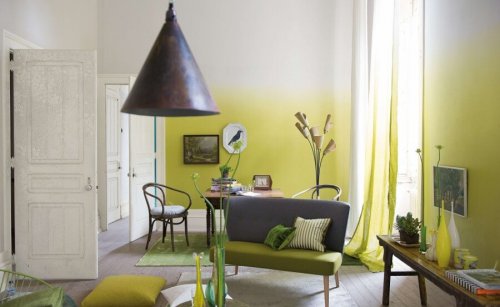 Sala pintada com efeito degradê