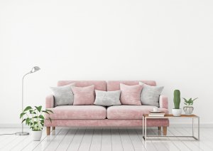 Sofás cor-de-rosa para decorar o seu apartamento