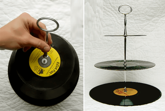 Fruteiras com discos de vinil