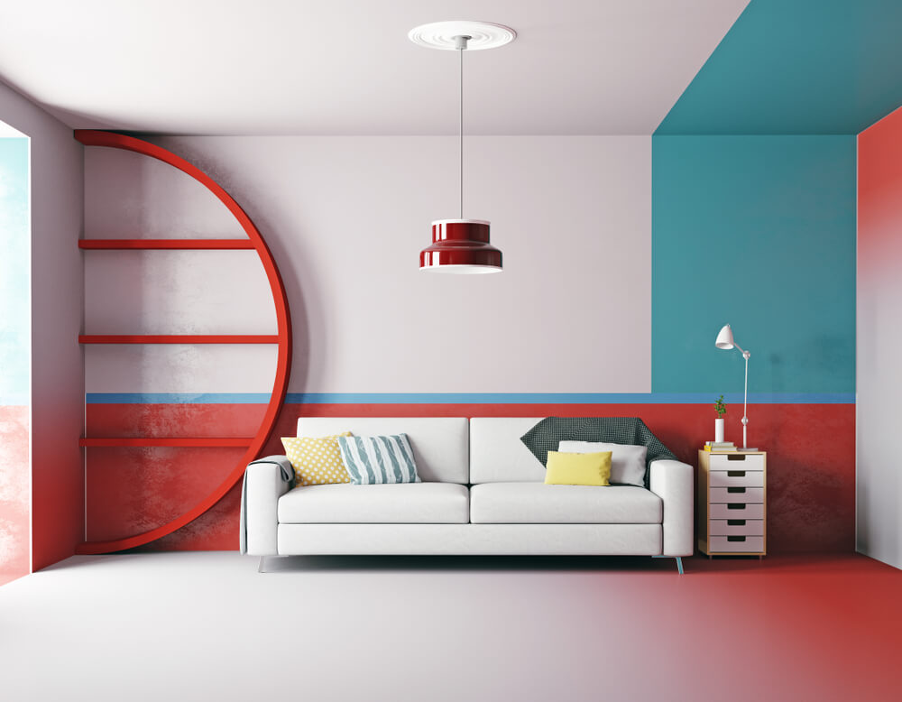 Combinações nos projetos decorativos cheios de cor