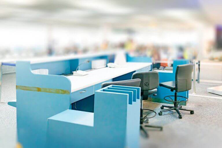 A cor nos móveis de escritório